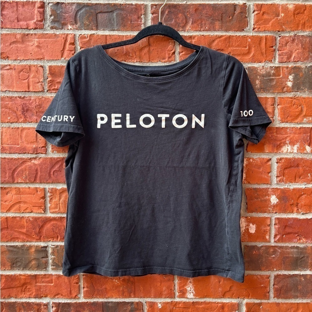 Peloton Womens Medium Black Cropped Boxy Short Sleeve Tee